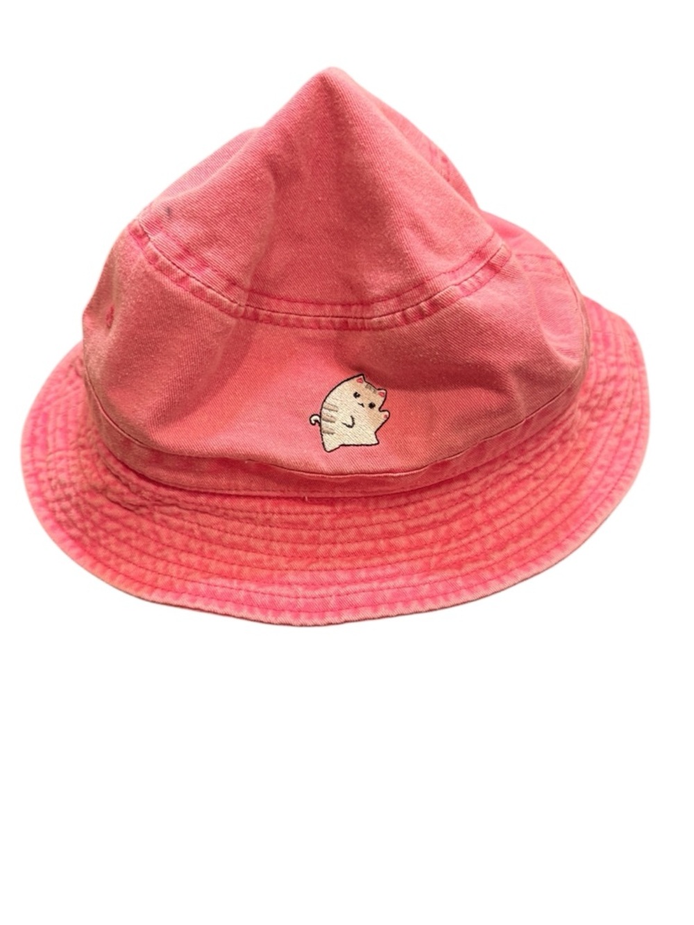 Pink Cotton Kawaii Anime Bucket Hat with Pusheen the Cat sz L/XL